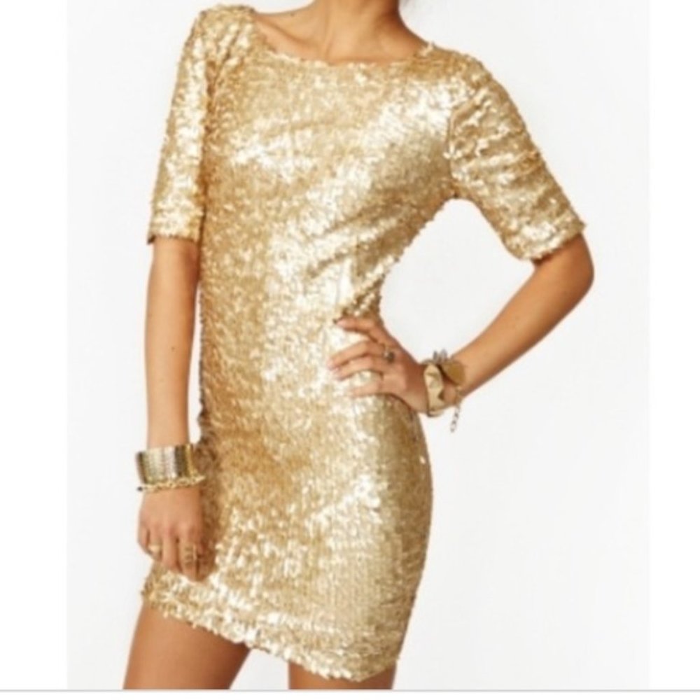 Gold sequin NYE dress